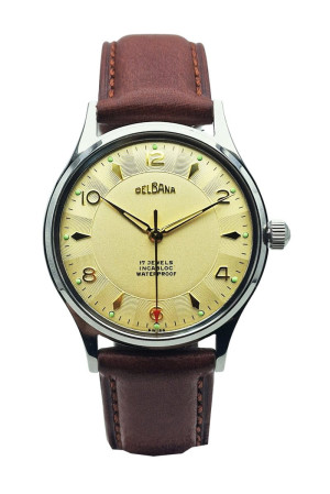 Piękna Delbana 17 Jewels F465 - Złota tarcza, idealny stan!