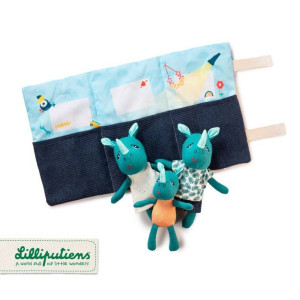 LILLIPUTIENS Mini - przytulanki rodzina nosorożców z rozkładaną matą Nosorożec Marius 2 lata+- sklep z zabawkami online