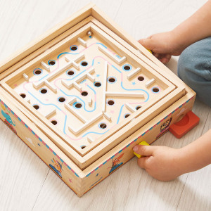 Janod Gra zręcznościowa Labirynt Ball Maze Applepop 5+- sklep z zabawkami online