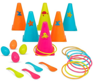 Gry zręcznościowe obręcze i jajka RingToss&Egg-and-Spoon Game B.Toys- sklep z zabawkami online