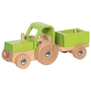 Drewniany Traktor z przyczepą Goki- sklep z zabawkami online
