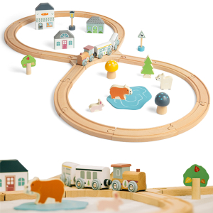 Kolejka drewniana pociąg ósemka Leśne zwierzęta Bigjigs Toys- sklep z zabawkami online