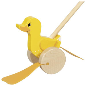 Drewniana zabawka na kiju do pchania kaczka Goki- sklep z zabawkami online