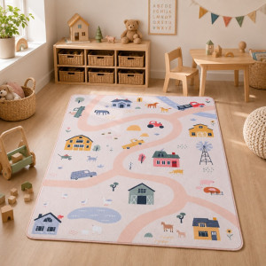 Mata piankowa dla dzieci Dywan do pokoju dziecięcego Coral Velvet z pianką memory 160 x 120 cm Farma Hakuna Matte- sklep z zabawkami online