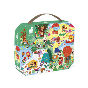 Janod Puzzle w walizce 4 pory roku 36 elementów 4+ Made in France- sklep z zabawkami online