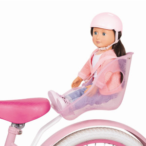 Fotelik rowerowy z kaskiem dla lalki 46 cm różowy Zestaw Our Generation- sklep z zabawkami online