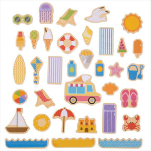 Drewniane magnesy Wakacje Nad Morzem 35 sztuk Bigjigs Toys- sklep z zabawkami online