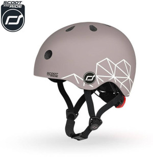 SCOOTANDRIDE Dziecięcy kask LED magnetyczne zapięcie brązowy- sklep z zabawkami online