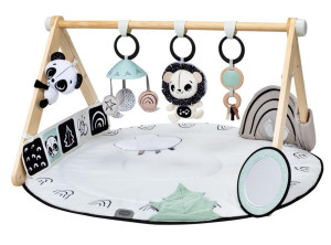 Gimnastyka/mata edukacyjna z drewnianym stojakiem - Décor czarno-biała- sklep z zabawkami online
