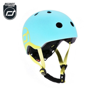 SCOOTANDRIDE Dziecięcy Kask XXS-S 1-5 lat światło LED magnetyczne zapięcie Blueberry- sklep z zabawkami online