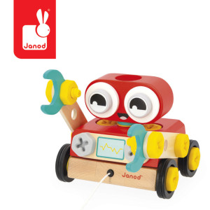 Janod Drewniany robot do skręcania i ciągnięcia Brico ‘Kids 2+- sklep z zabawkami online