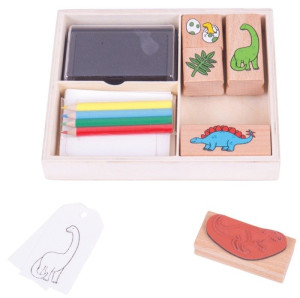 Zestaw do kolorowania z pieczątkami Dinozaury Bigjigs Toys- sklep z zabawkami online