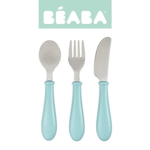 BEABA Sztućce ze stali nierdzewnej 12 m+ Airy Green- sklep z zabawkami online