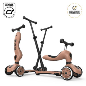 SCOOTANDRIDE Highwaykick 1 Push and Go 2w1 Jeździk i hulajnoga z rączką do prowadzenia 1-5 lat Mocha- sklep z zabawkami online