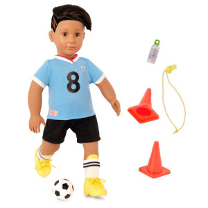 Lalka chłopiec Mateo 46cm piłkarz z akcesoriami sportowymi Our Generation- sklep z zabawkami online