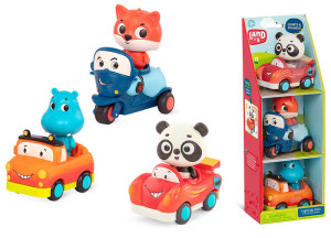 Zestaw miękkich autek sensorycznych do rączki Light Up Cars B.toys- sklep z zabawkami online