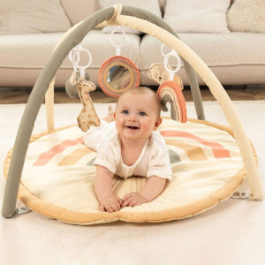 Mata edukacyjna z zabawkami dla niemowląt Baby Activity Gym 85 cm Tęczowa Dżungla Hakuna Matte- sklep z zabawkami online