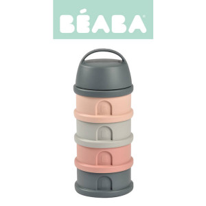 BEABA Pojemniki na mleko w proszku 4 komory mineral grey/pink (opakowanie zbiorcze 6 szt.)- sklep z zabawkami online