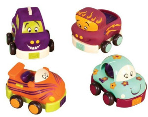 Zestaw 4 sensorycznych autek z napędem Wheeee-ls! B.Toys- sklep z zabawkami online