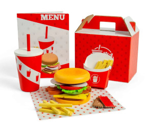 Drewniany zestaw fast food Burger i Frytki Bigjigs 37024- sklep z zabawkami online