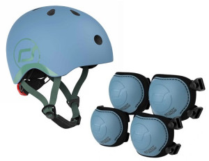 SCOOTANDRIDE Dziecięcy Kask XXS-S 1-5 lat światło LED magnetyczne zapięcie Steel- sklep z zabawkami online