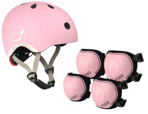SCOOTANDRIDE Dziecięcy Kask XXS-S 1-5 lat światło LED magnetyczne zapięcie Rose- sklep z zabawkami online