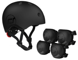 SCOOTANDRIDE Dziecięcy Kask i Ochraniacze Black S-M ochronny Zestaw 3 lata+- sklep z zabawkami online
