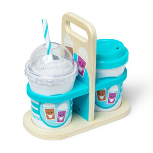 Napoje na wynos zestaw zabawkowy z wibrującym spieniaczem Hot & Cold Drinks 16 elementów Melissa & Doug- sklep z zabawkami online