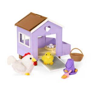 Kurnik Fioletowy z Kurą znoszącą jajka, Kurczakiem i Akcesoriami Chicken Poop Our Generation BD35564Z- sklep z zabawkami online