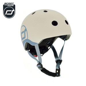 SCOOTANDRIDE Dziecięcy Kask XXS-S 1-5 lat światło LED magnetyczne zapięcie Ash- sklep z zabawkami online