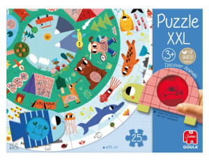 Okrągłe puzzle dla dzieci XXL Odkryj zwierzęta Goula- sklep z zabawkami online
