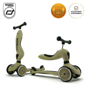 SCOOTANDRIDE Highwaykick 1 2w1 Jeździk i hulajnoga 1-5 lat Olive- sklep z zabawkami online