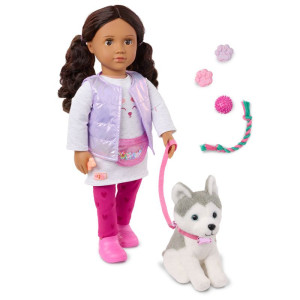 Lalka Estella 46cm i maskotka piesek Husky z akcesoriami Our Generation BD31707Z- sklep z zabawkami online