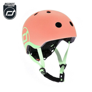 SCOOTANDRIDE Dziecięcy Kask XXS-S 1-5 lat światło LED magnetyczne zapięcie Peach- sklep z zabawkami online