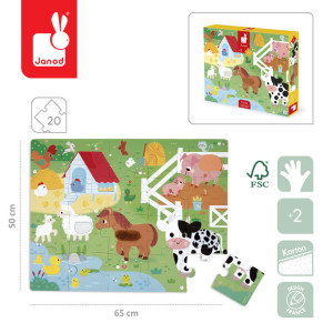 Janod Puzzle sensoryczne dotykowe Farma 20 el. 2+- sklep z zabawkami online