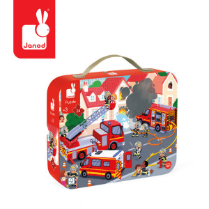 Janod Puzzle w walizce Strażacy 24 elementy 3+- sklep z zabawkami online
