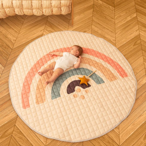 Pikowana mata do zabawy dla dzieci Okrągły dywan dziecięcy ⌀150 cm Tęcza Boho Hakuna Matte- sklep z zabawkami online