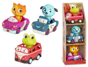 Zestaw miękkich autek sensorycznych do rączki Light Up Cars B.toys- sklep z zabawkami online