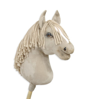 Koń na kiju Cremello z długą kremową miękką grzywą Premium Super Hobby Horse- sklep z zabawkami online