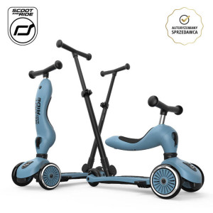 SCOOTANDRIDE Highwaykick 1 Push and Go 2w1 Jeździk i hulajnoga z rączką do prowadzenia 1-5 lat Steel- sklep z zabawkami online