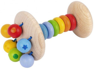 Drewniana grzechotka, kolorowe koraliki- sklep z zabawkami online