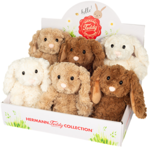 Zestaw 6 Maskotek Króliczków Beż Biel Brąz 20 cm Teddy Hermann- sklep z zabawkami online