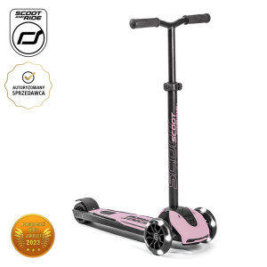 SCOOTANDRIDE Highwaykick 5 LED Hulajnoga trójkołowa balansowa ze świecącymi kółkami 5+ Rose- sklep z zabawkami online