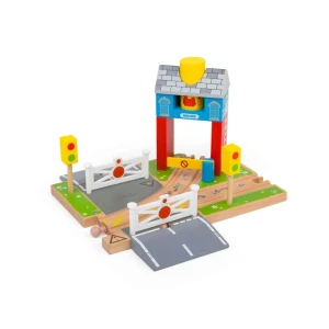 Przejazd kolejowy z budka dla dróżnika, 3 elementy, Bigjigs Rail- sklep z zabawkami online