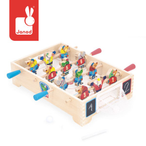 Janod Gra zręcznościowa drewniana Mini hokej Applepop 3+- sklep z zabawkami online