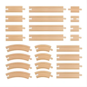 Zestaw Prostych i Zakrzywionych Drewnianych Torów 24 elementy BigJigs Toys BJT057- sklep z zabawkami online
