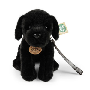 Pluszowy pies na smyczy czarny Labrador 25 cm Rappa- sklep z zabawkami online