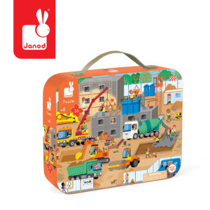 Janod Puzzle w walizce Plac budowy 36 elementów 4+- sklep z zabawkami online