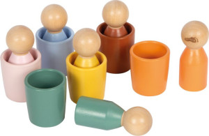 Drewniany zestaw Montessori do sortowania kolorów kubeczki i figurki Small Foot- sklep z zabawkami online