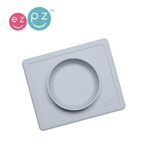 EZPZ Silikonowa miseczka z podkładką 2w1 Mini Bowl pastelowa szarość- sklep z zabawkami online
